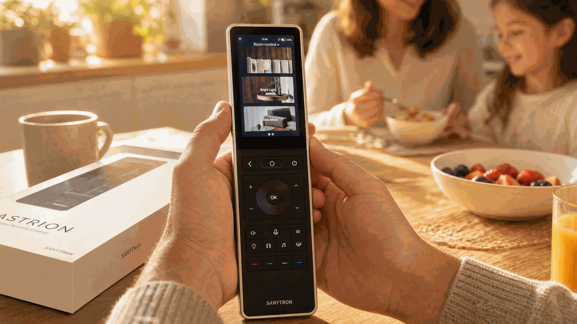 Astrion smart home remote with touchscreen and physical controls