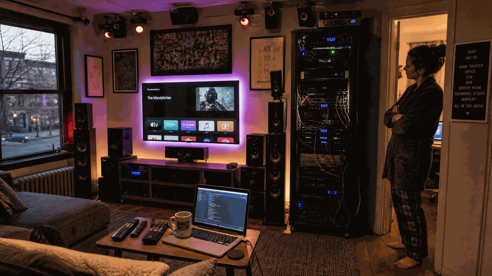Home theater and networking rack during the pandemic